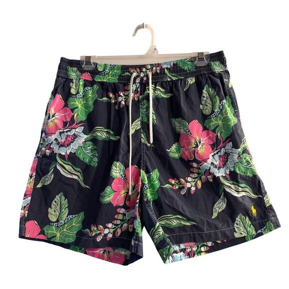 Polo Ralph Lauren Swim Trunks Mens Large Hawaiian Hula Floral Beach Surfer Large - Picture 1 of 8